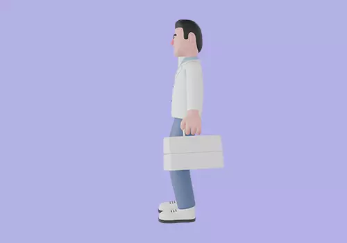 Stylized 3D Male Doctor Character - Waving with First Aid Kit 3D model_3