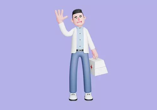 Stylized 3D Male Doctor Character - Waving with First Aid Kit 3D model_2