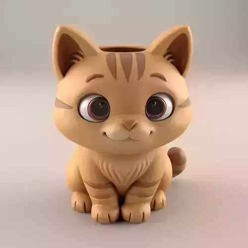 Adorable Cat Planter Urn Candy Jar Cute Candle Holder 3D print model