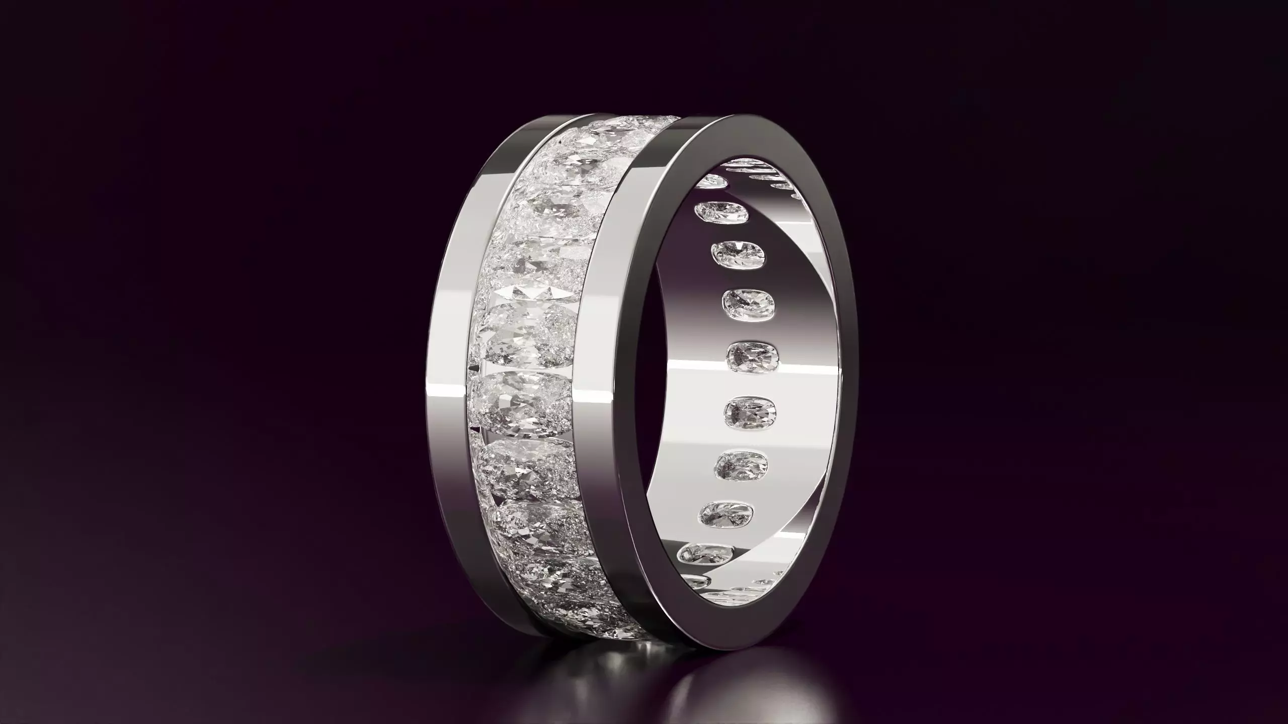 Channel Set Cushion Eternity Ring N07 288CT EU54 Free 3D print model