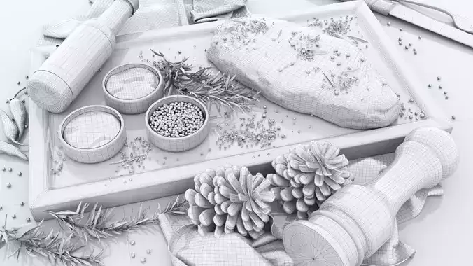 Gourmet Steakboard Set  Premium Meat  Spice Display 3D model 6