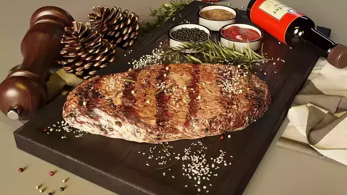 Gourmet Steakboard Set Premium Meat Spice Display 3D model