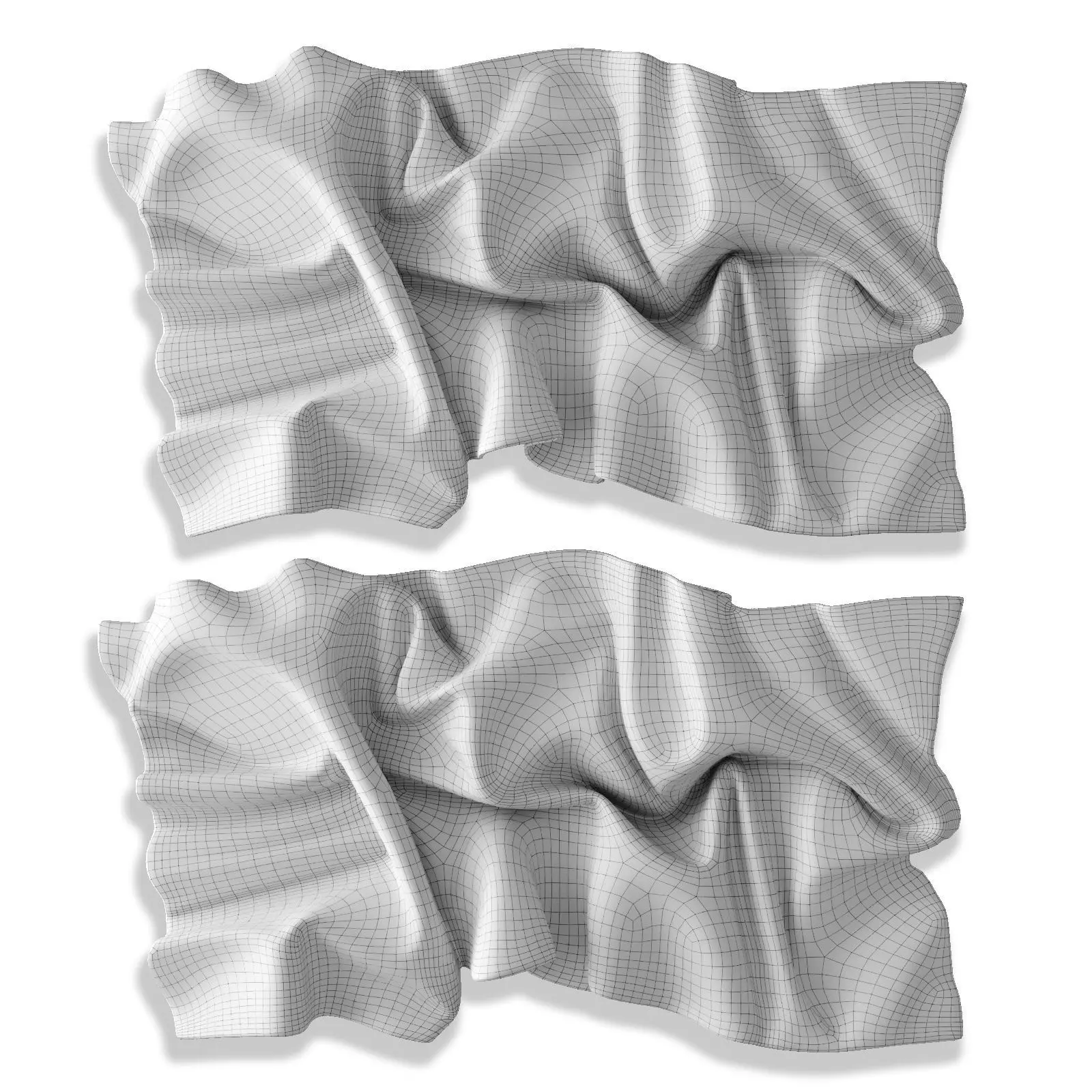 Wavy fabric wall art Low-poly 3D model_6