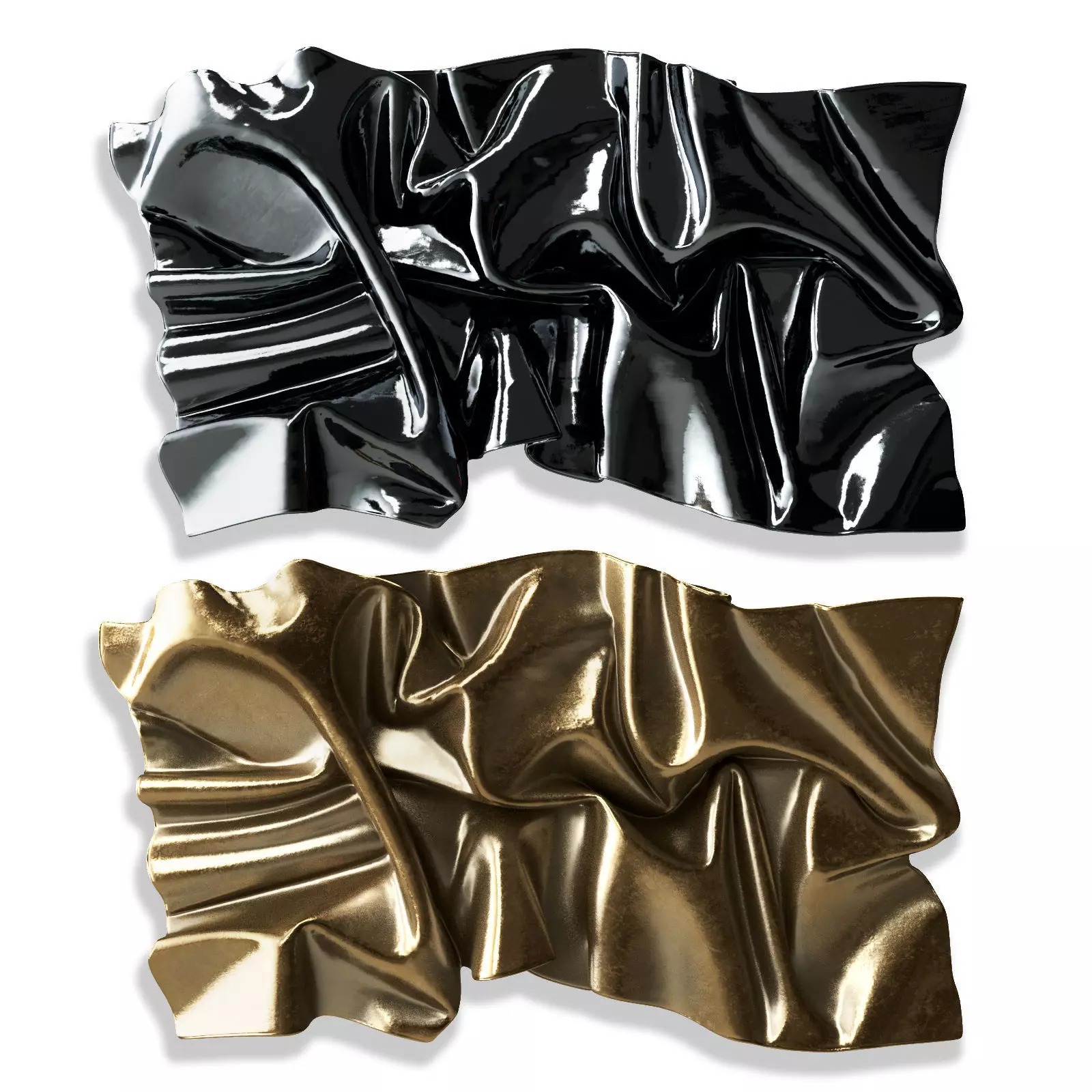 Wavy fabric wall art Low-poly 3D model_1