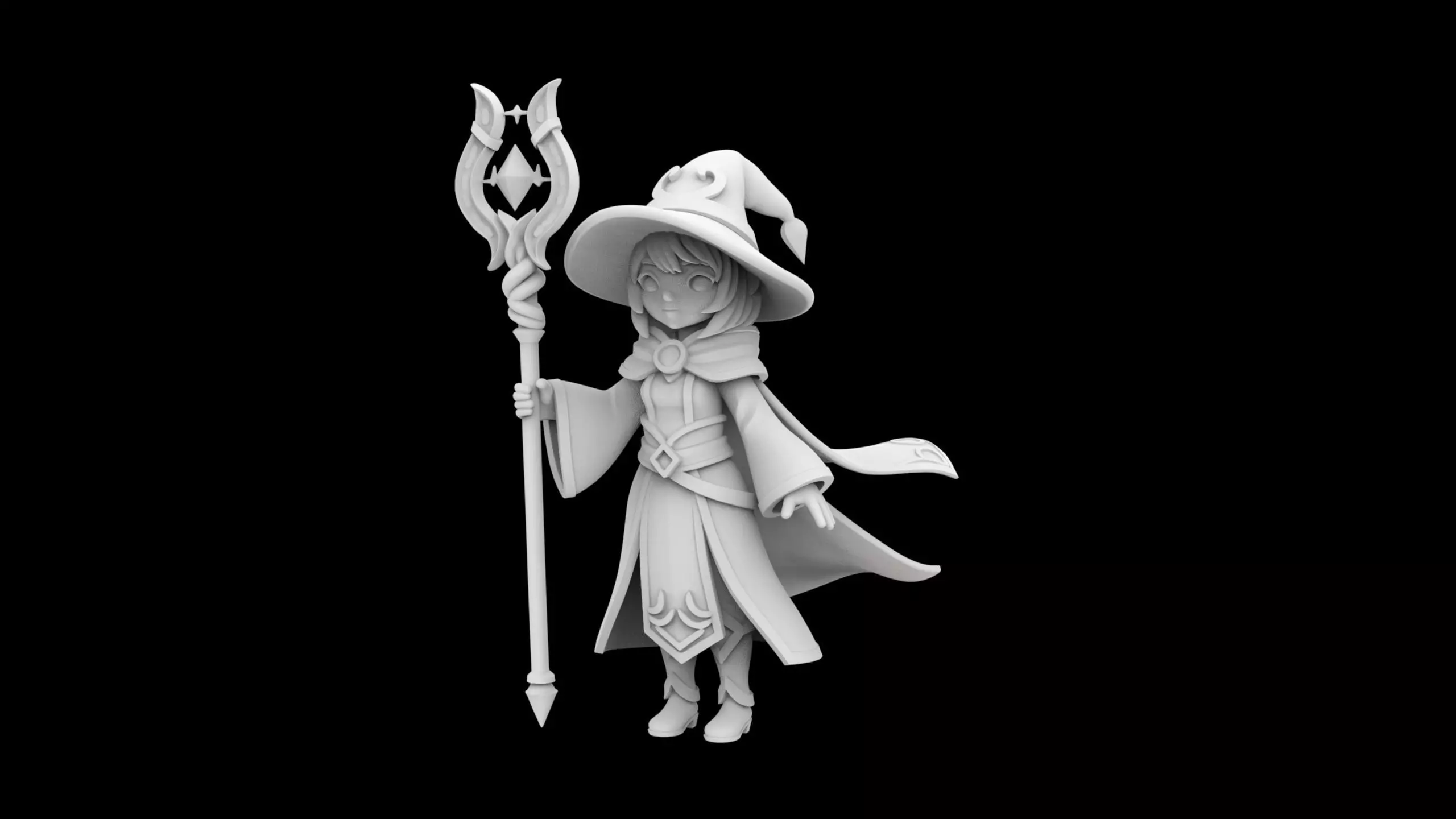 Anime Style Female Mage 3D print model_1