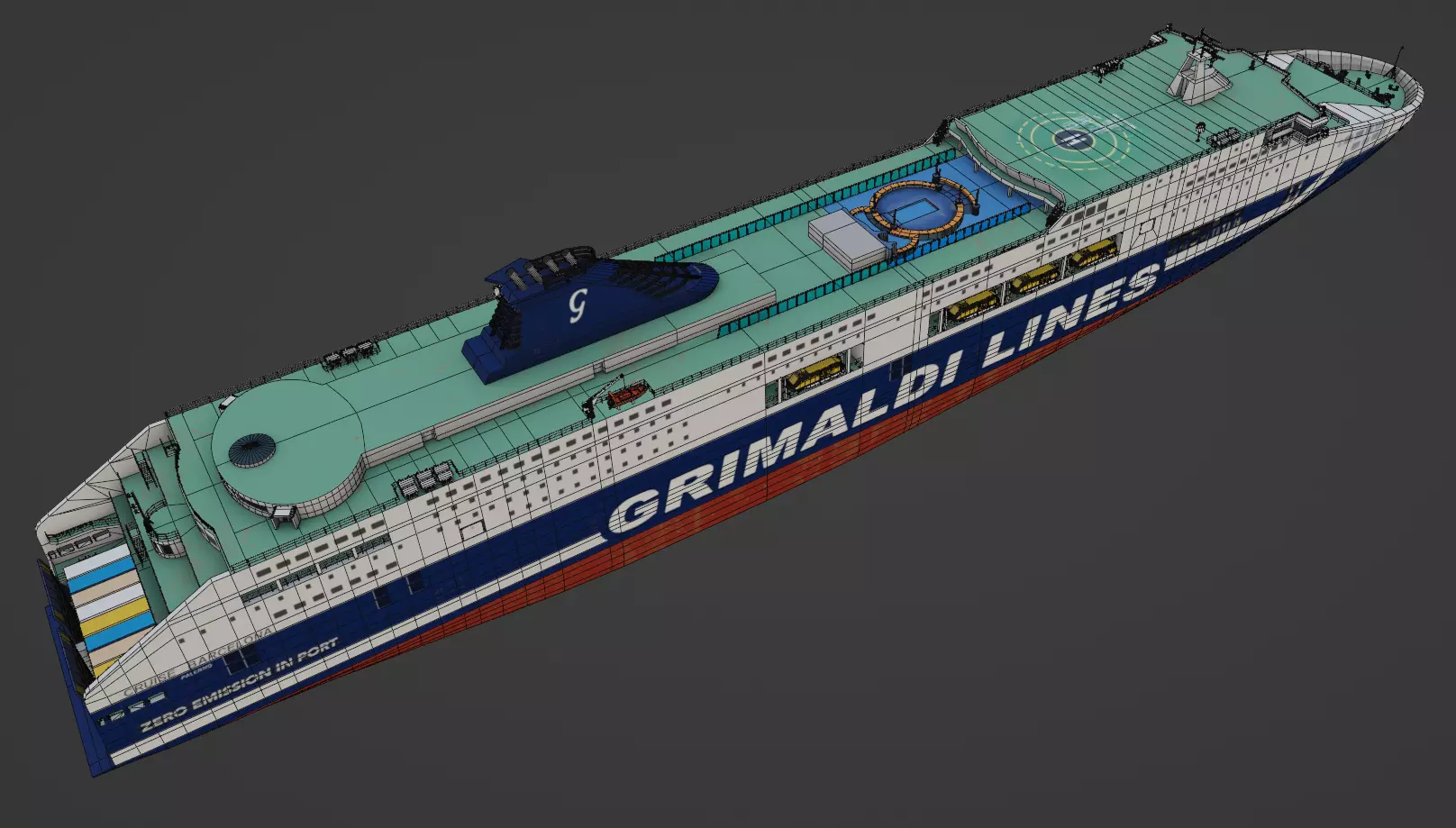 Grimaldi Cruise and Ferry Low-poly 3D model_5