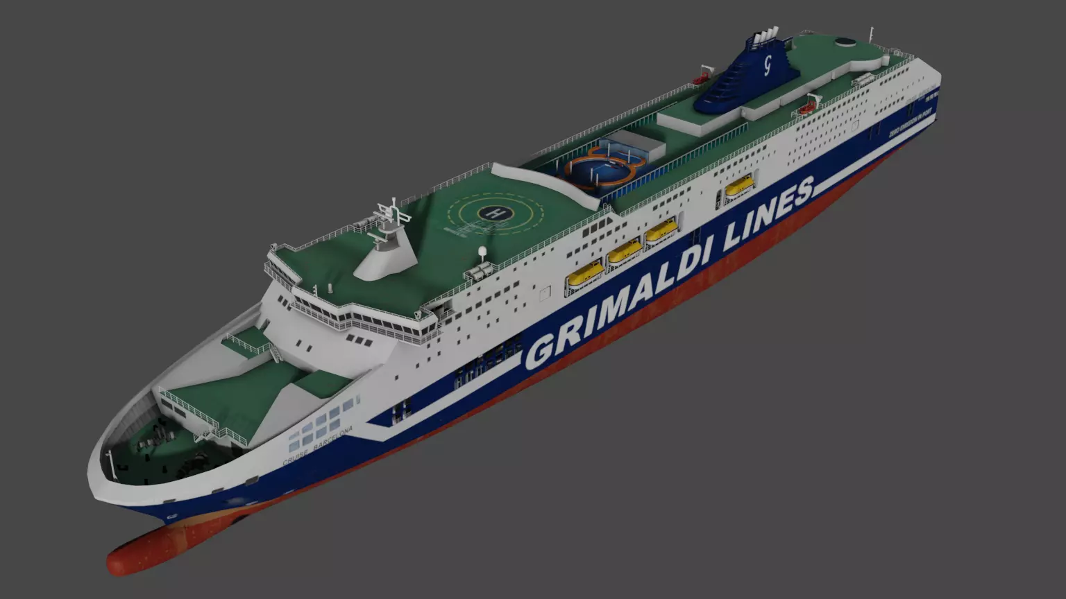 Grimaldi Cruise and Ferry Low-poly 3D model_14