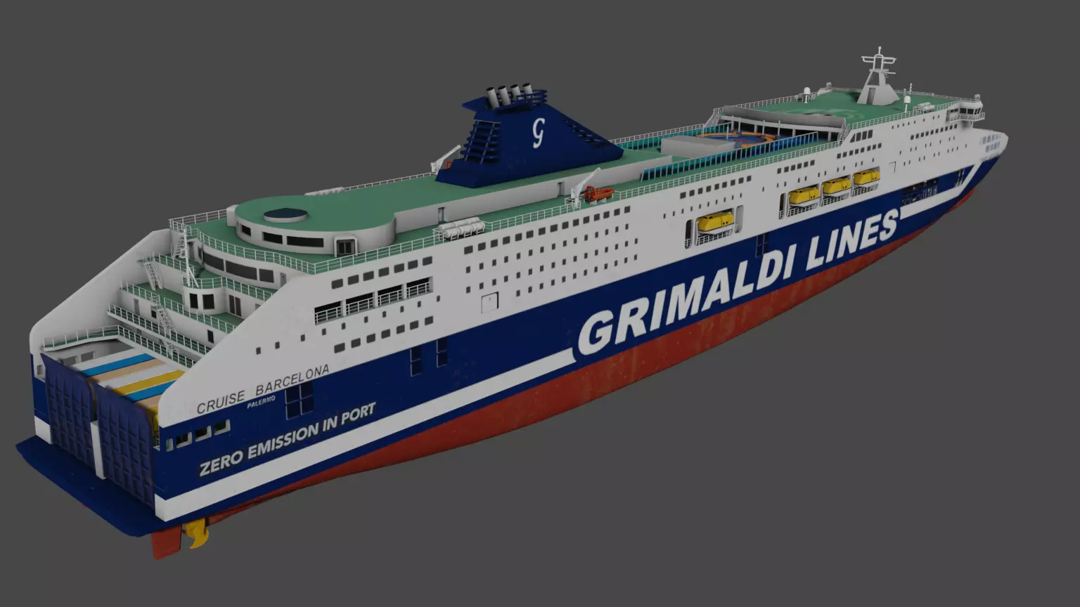 Grimaldi Cruise and Ferry Low-poly 3D model_9