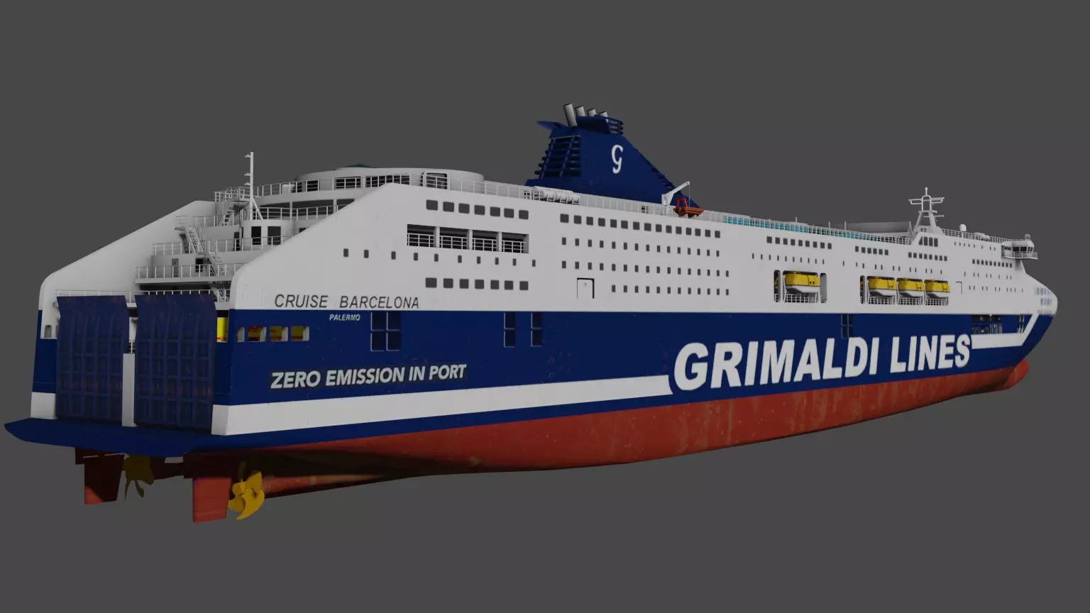 Grimaldi Cruise and Ferry Low-poly 3D model_10