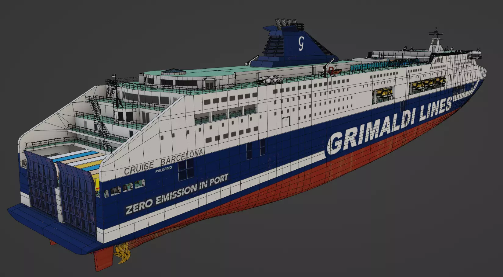 Grimaldi Cruise and Ferry Low-poly 3D model_4
