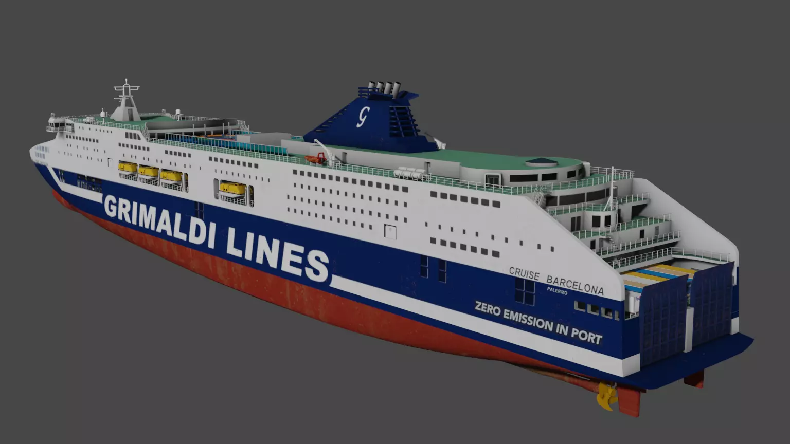 Grimaldi Cruise and Ferry Low-poly 3D model_11
