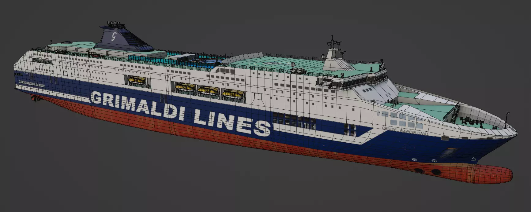 Grimaldi Cruise and Ferry Low-poly 3D model_3