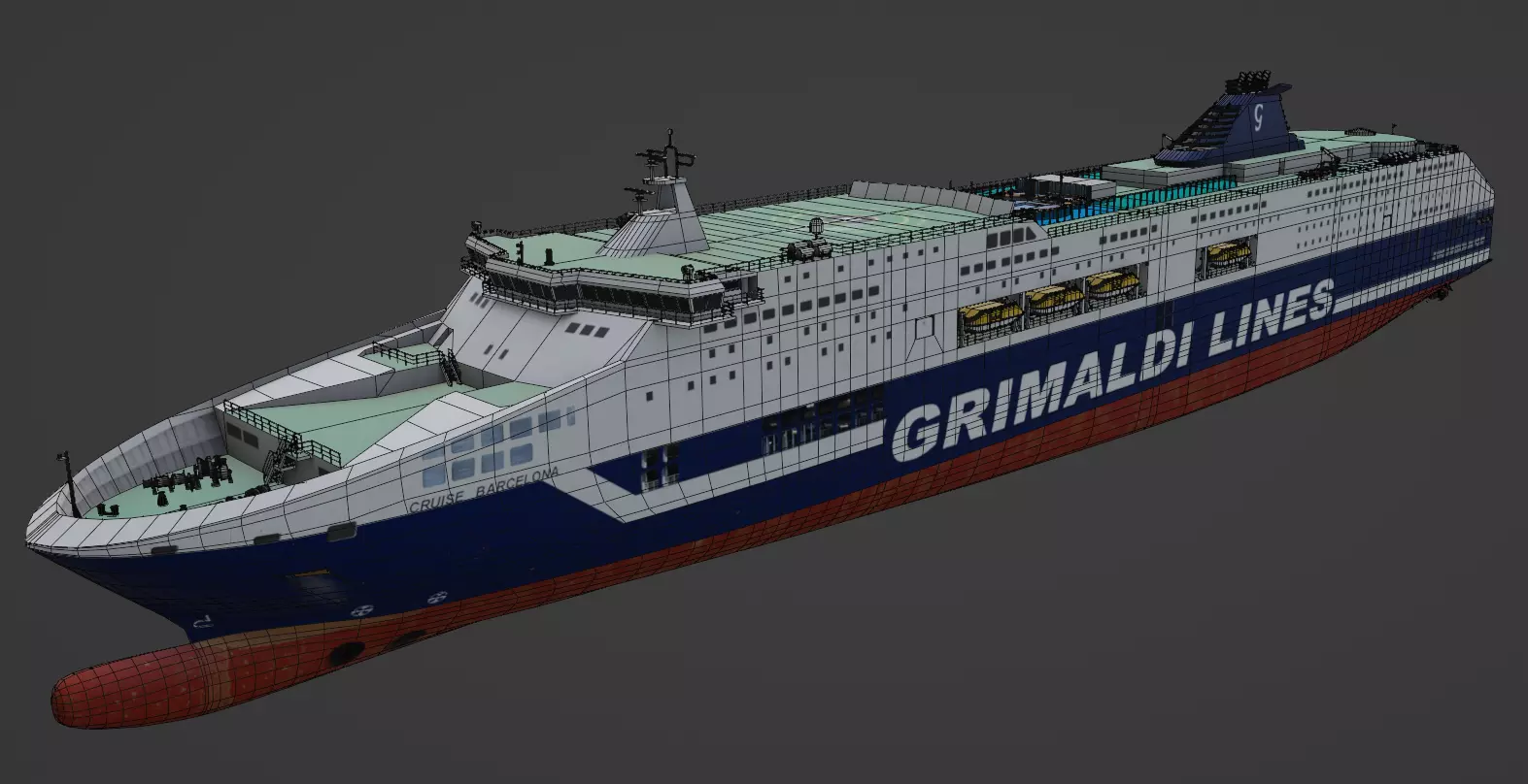 Grimaldi Cruise and Ferry Low-poly 3D model_2