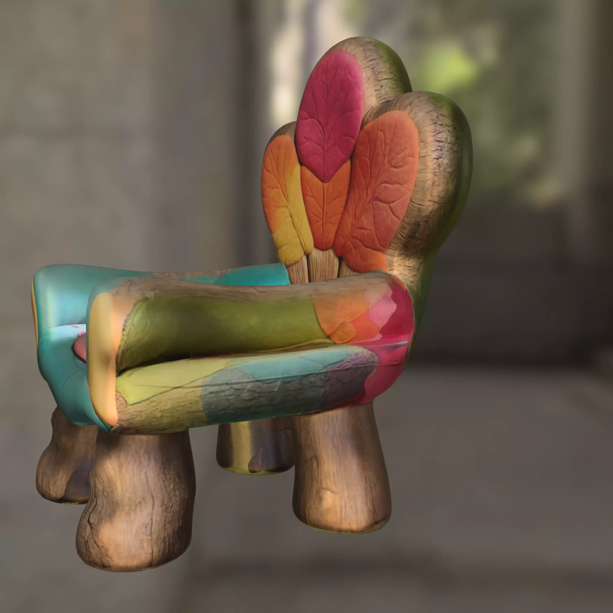 Enchanted Forest Throne Low-poly 3D model_1