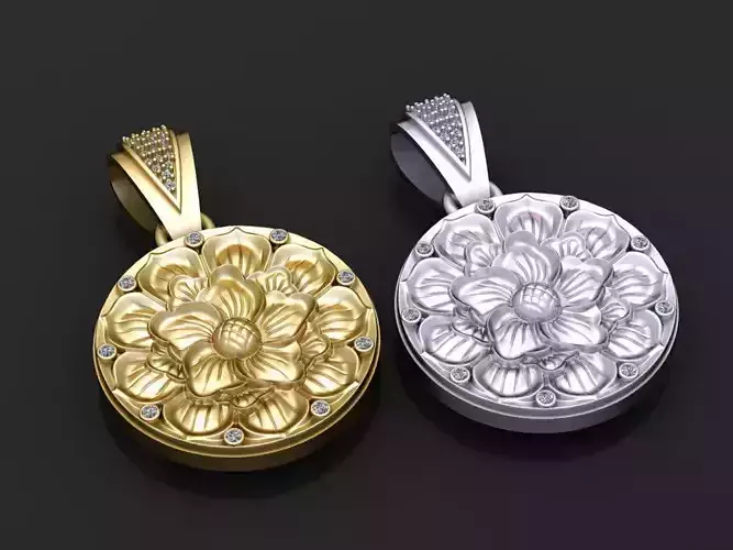 3D Gold Round Faces Pendant