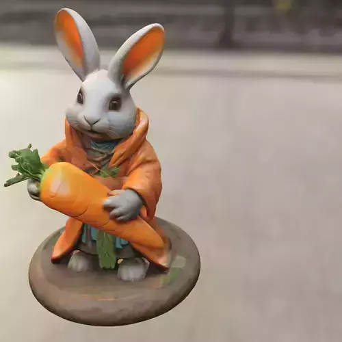 Rabbit Monk Holding Giant Carrot