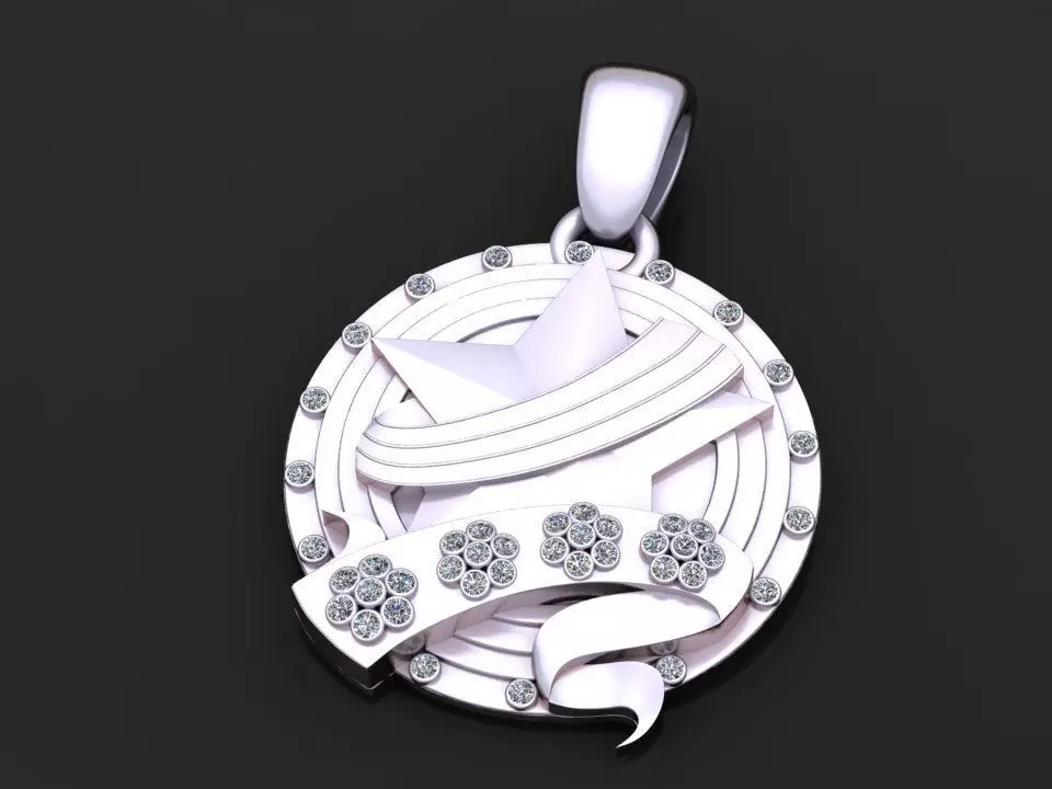 STAR ROUND PENDANT 3D print model