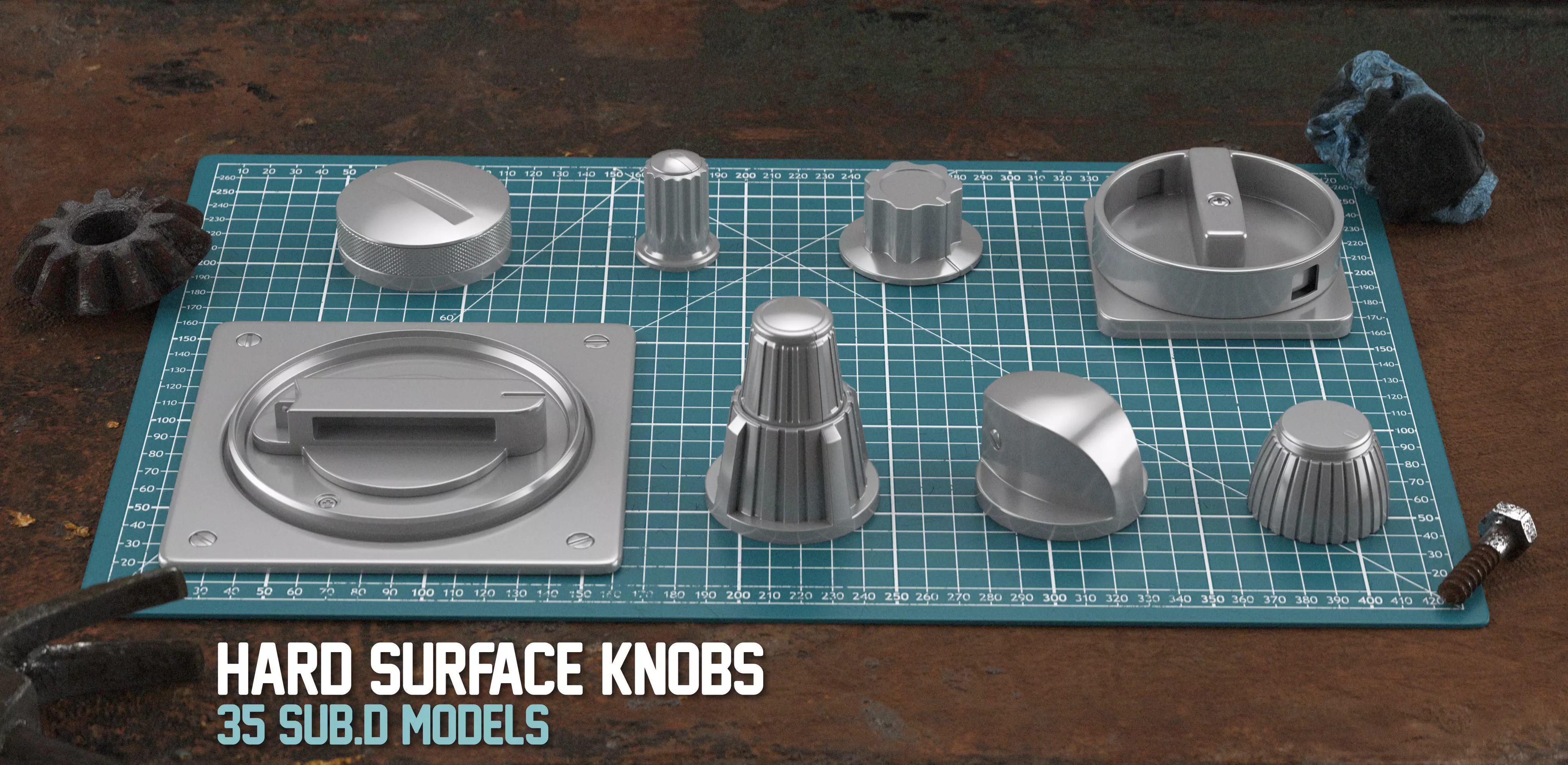 35 Sub-D Hard Surface Knobs 3D model