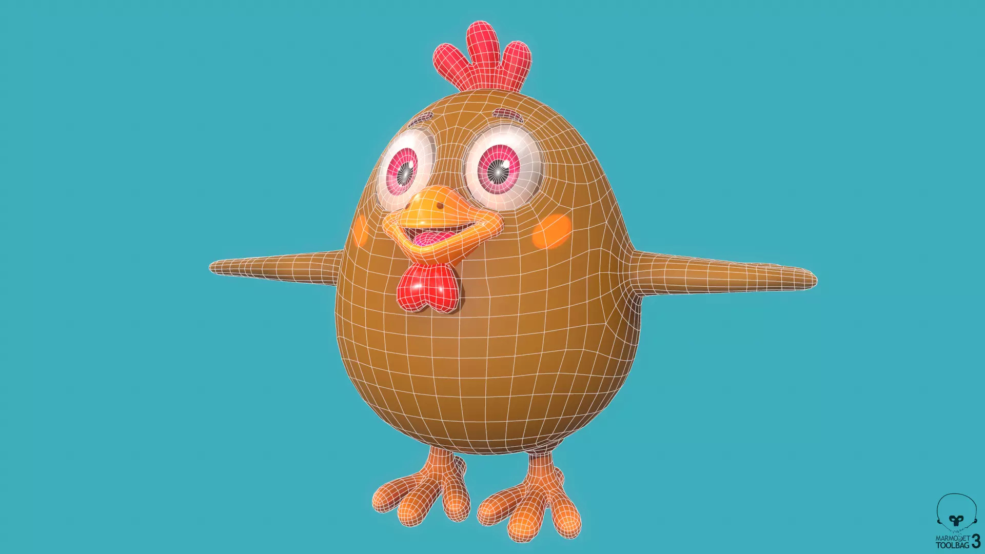 Stylized Brown Chiken for Games and Animation Low-poly 3D model_7