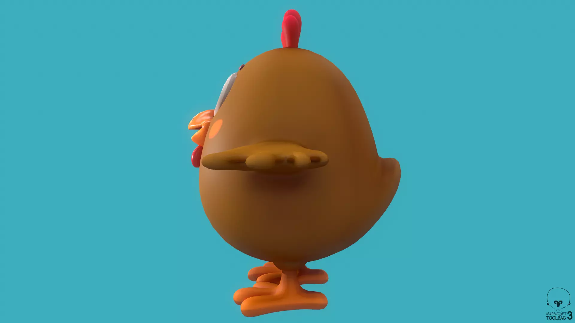 Stylized Brown Chiken for Games and Animation Low-poly 3D model_5
