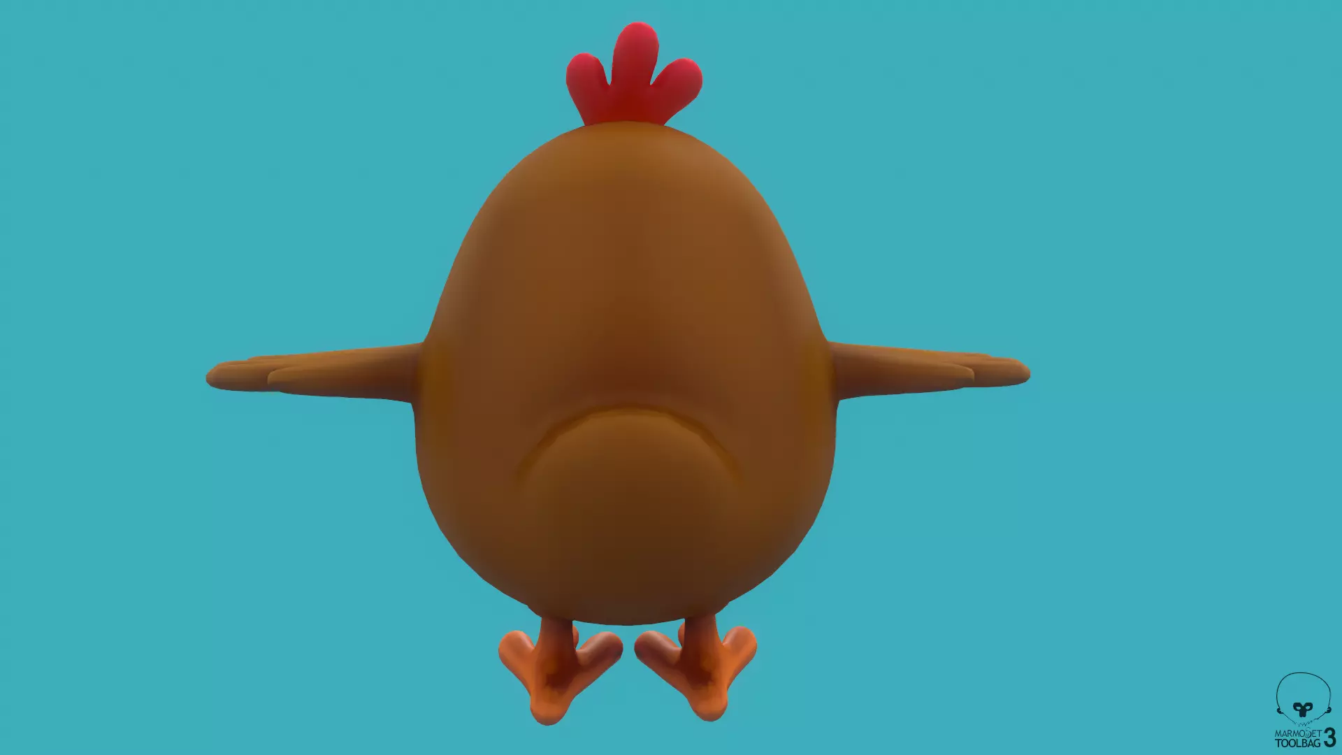 Stylized Brown Chiken for Games and Animation Low-poly 3D model_6