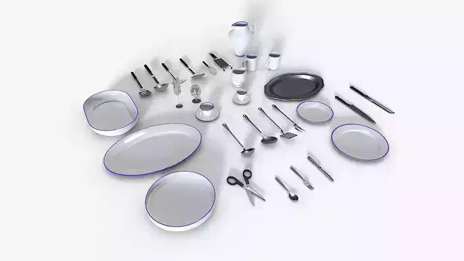 Kitchenware set 1 Low-poly 3D model