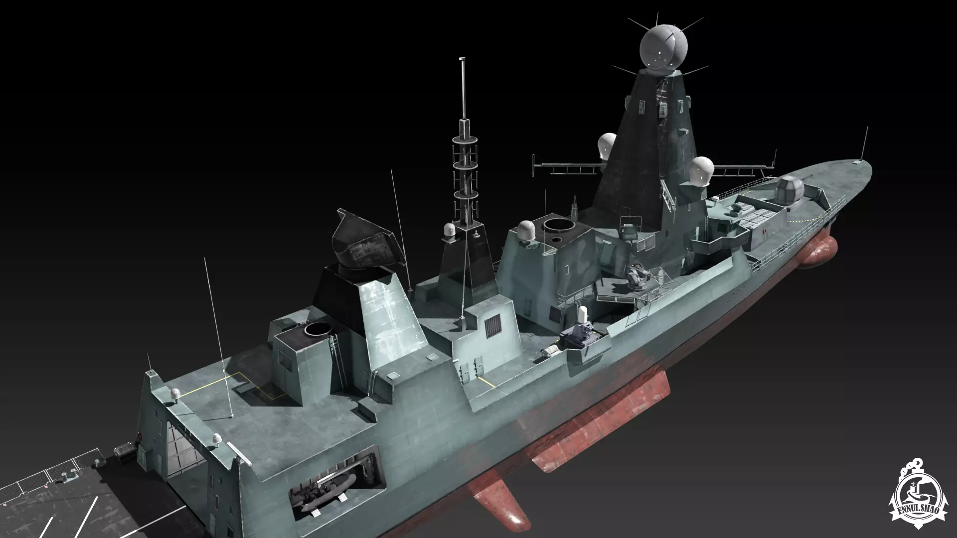 Type 45 Destroyer HMS Daring Low-poly 3D model_8