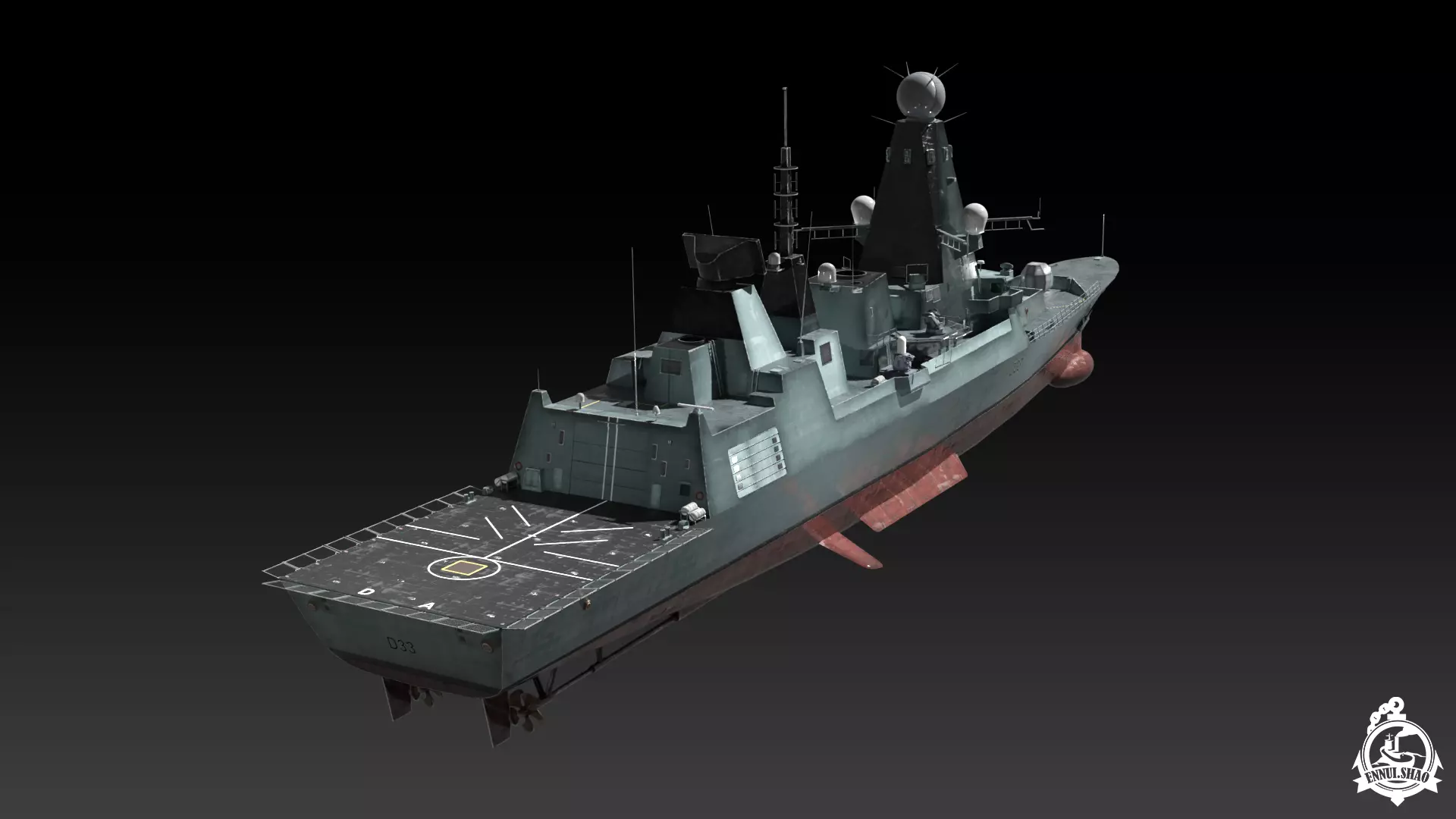 Type 45 Destroyer HMS Daring Low-poly 3D model_3