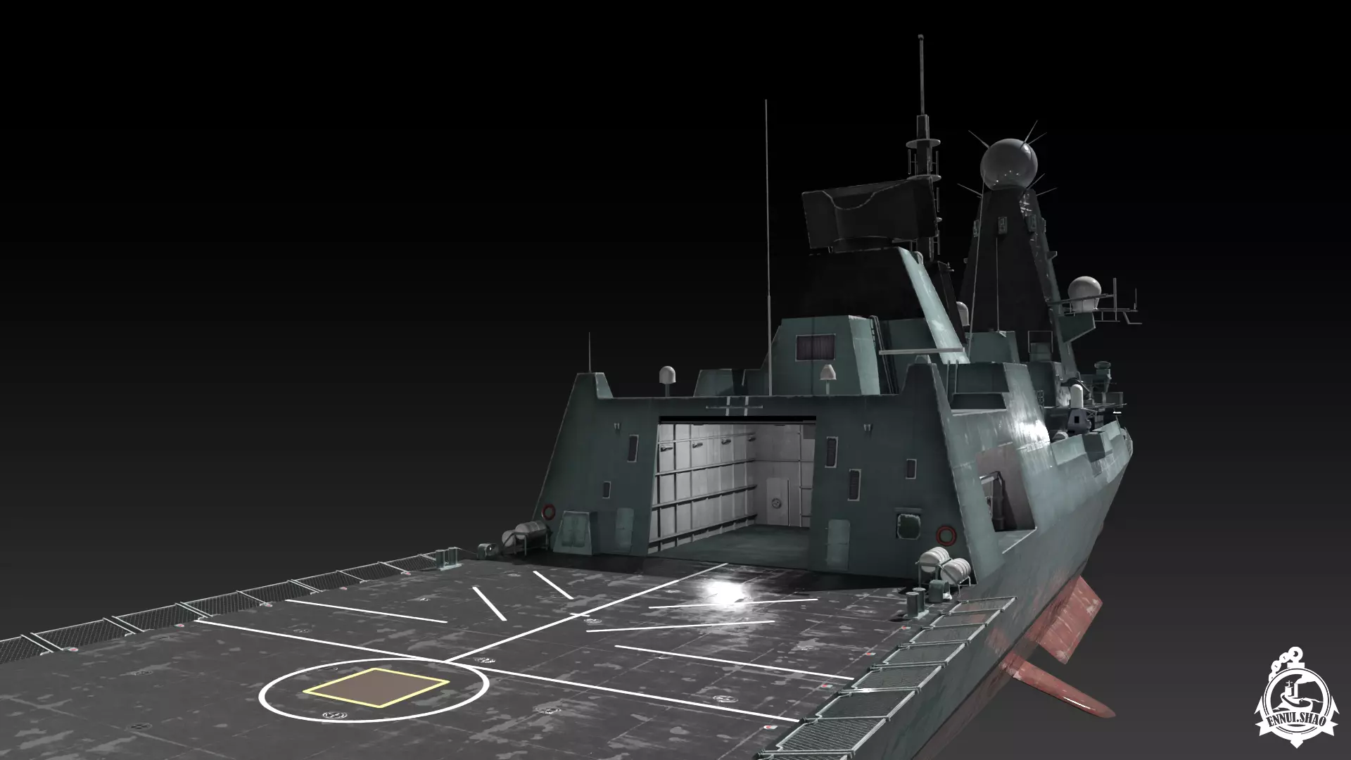 Type 45 Destroyer HMS Daring Low-poly 3D model_9
