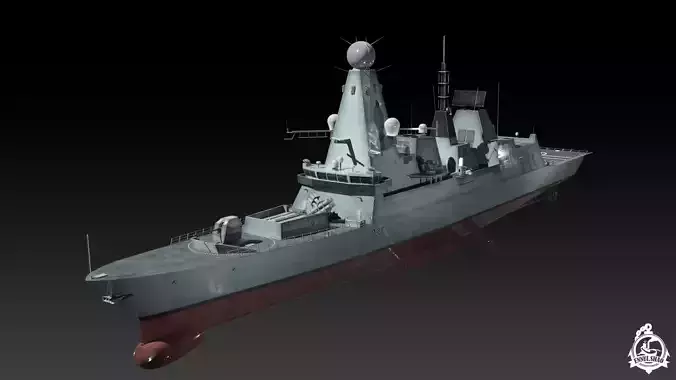 Type 45 Destroyer HMS Daring Low-poly 3D model