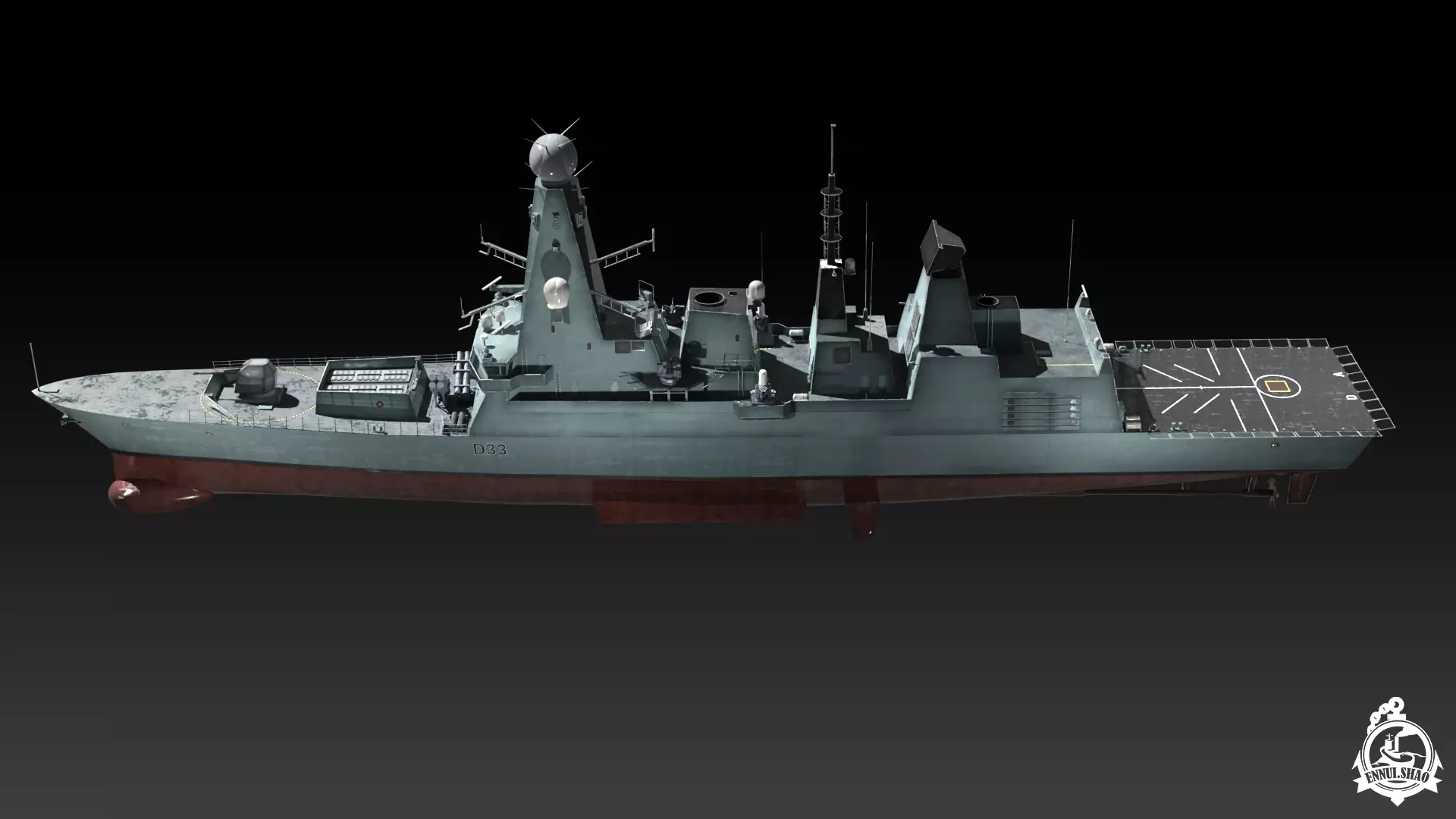 Type 45 Destroyer HMS Daring Low-poly 3D model_5