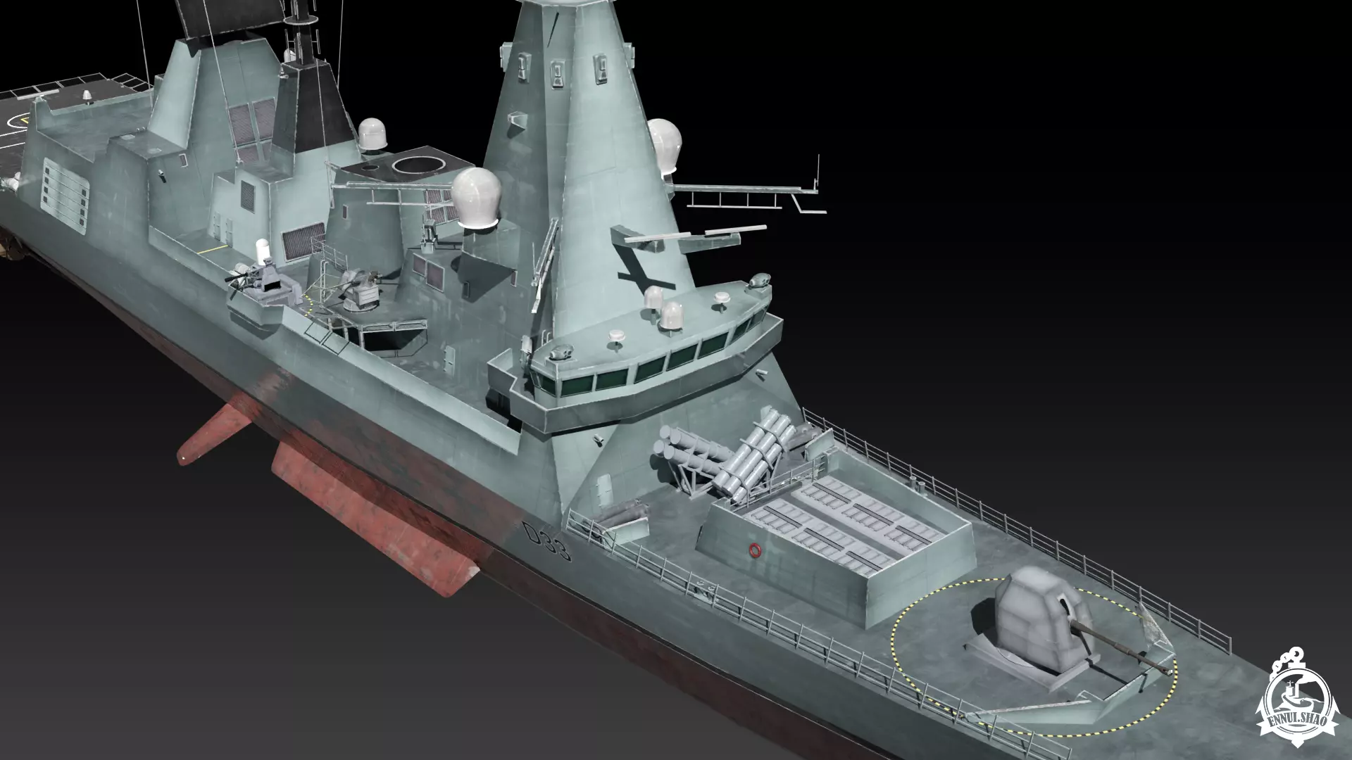 Type 45 Destroyer HMS Daring Low-poly 3D model_7