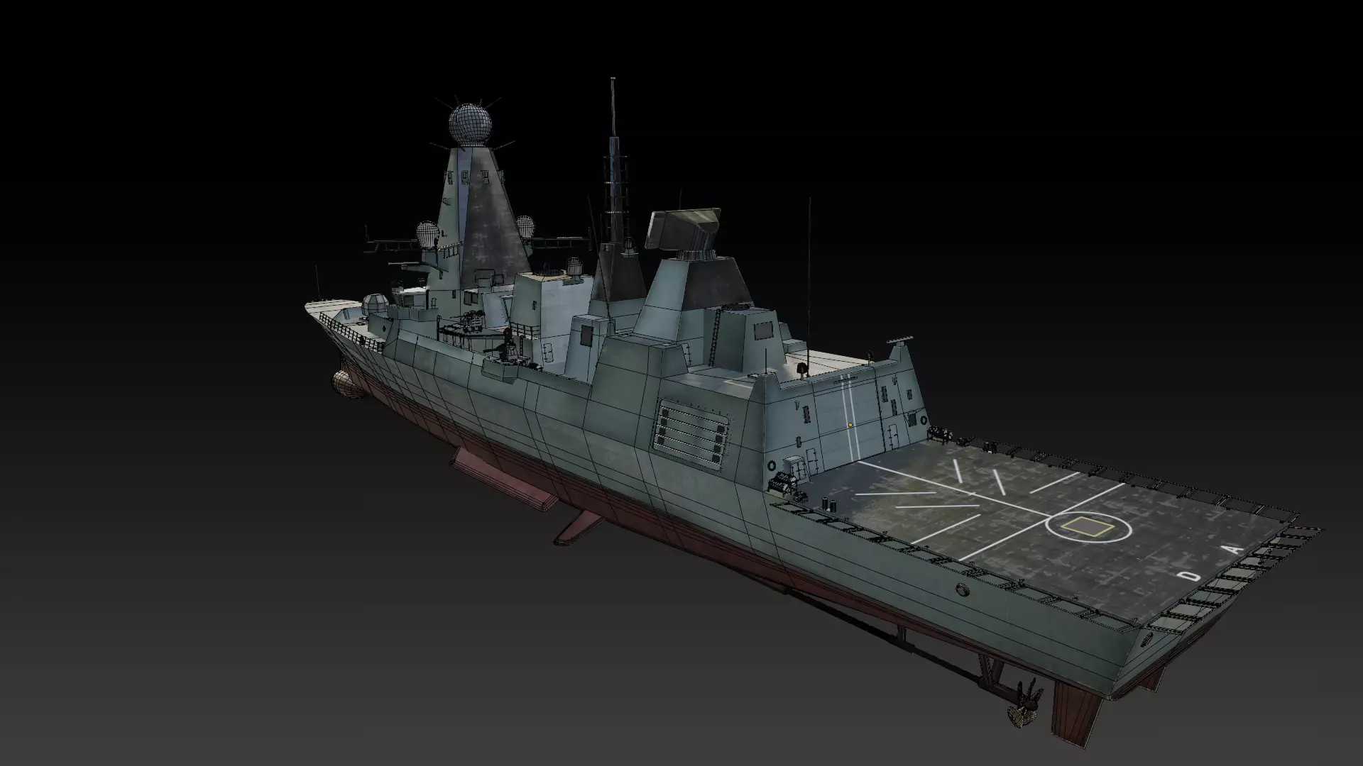Type 45 Destroyer HMS Daring Low-poly 3D model_16