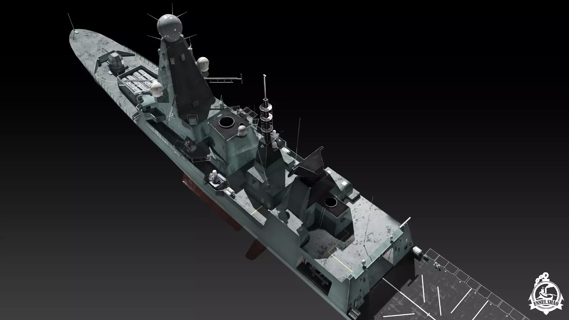 Type 45 Destroyer HMS Daring Low-poly 3D model_10