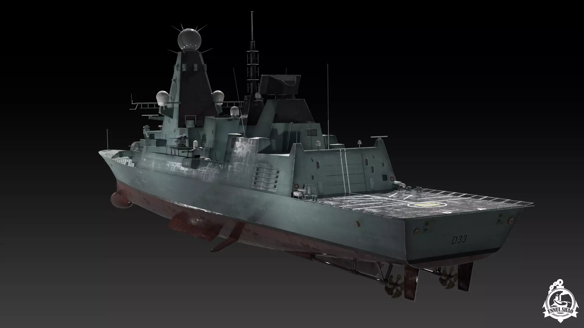 Type 45 Destroyer HMS Daring Low-poly 3D model_4