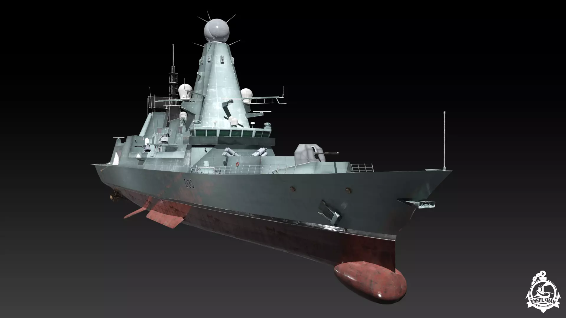 Type 45 Destroyer HMS Daring Low-poly 3D model_6