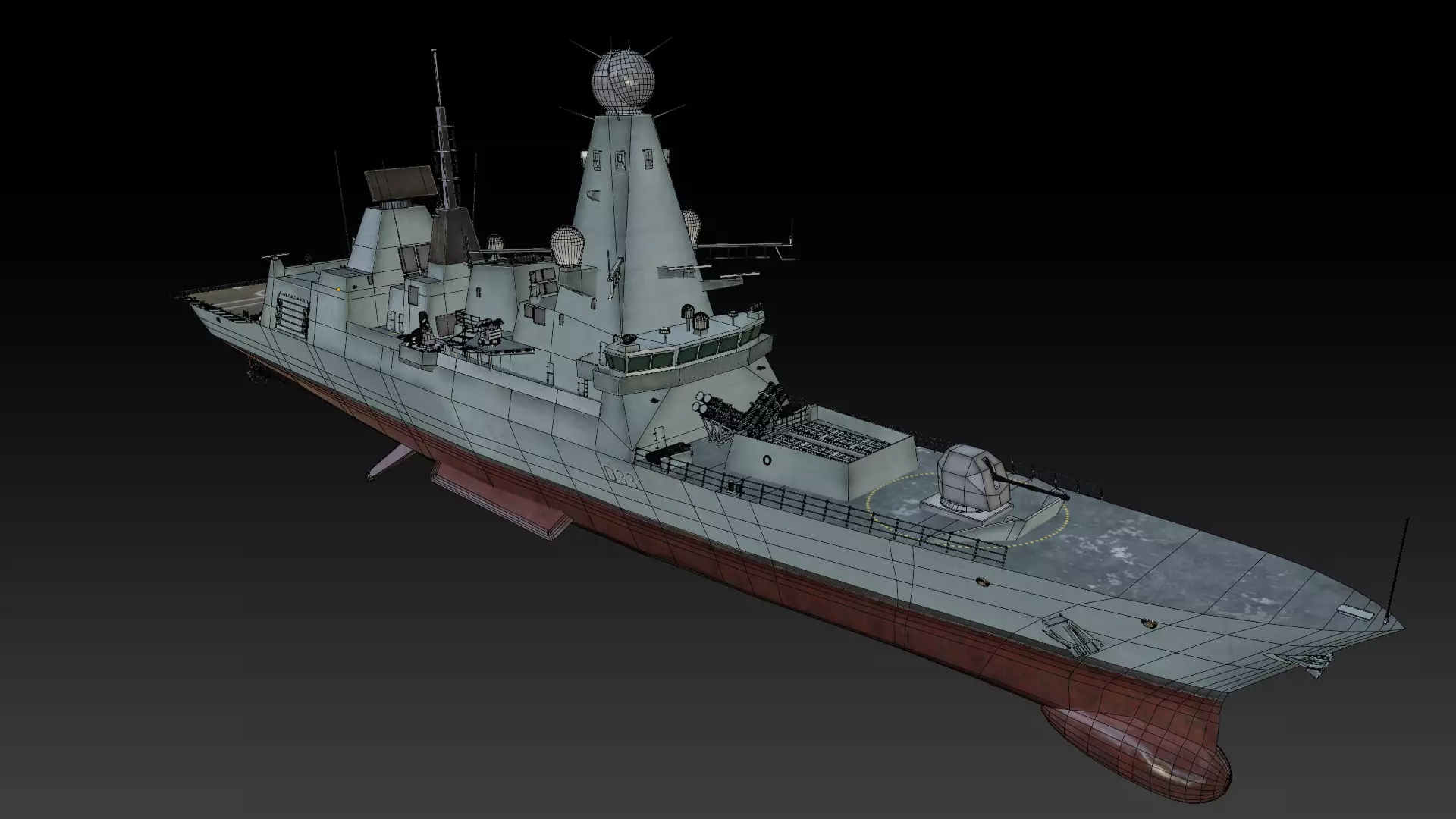 Type 45 Destroyer HMS Daring Low-poly 3D model_15