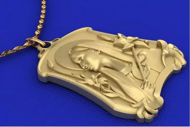 Saint Mary pendant 3D print model_0
