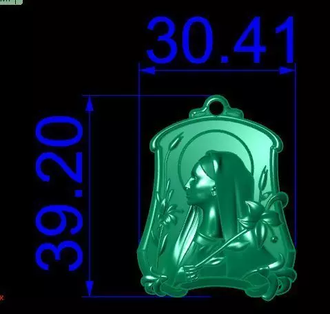 Saint Mary pendant 3D print model_2