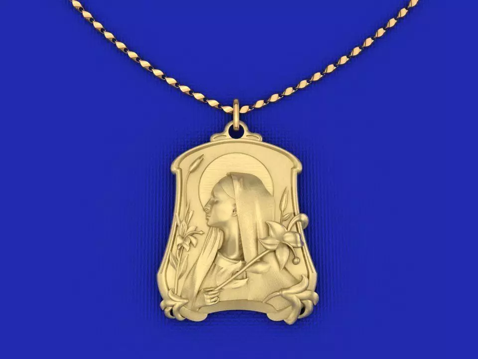 Saint Mary pendant 3D print model_1