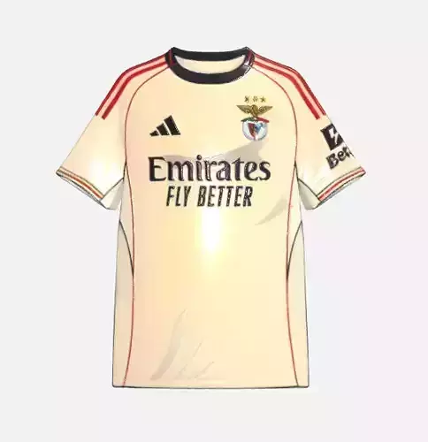 Benfica 2025 26 Away Kit 3D Model High Quality Football Jersey  3D print model