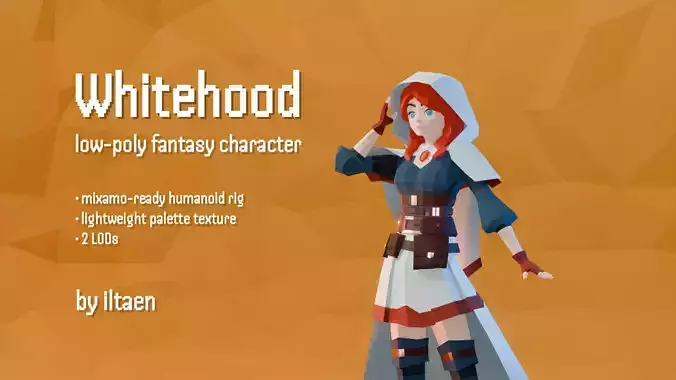 Whitehood lowpoly fantasy female character