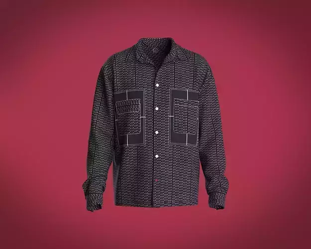 Mens shirt with running stitch texture fabric 