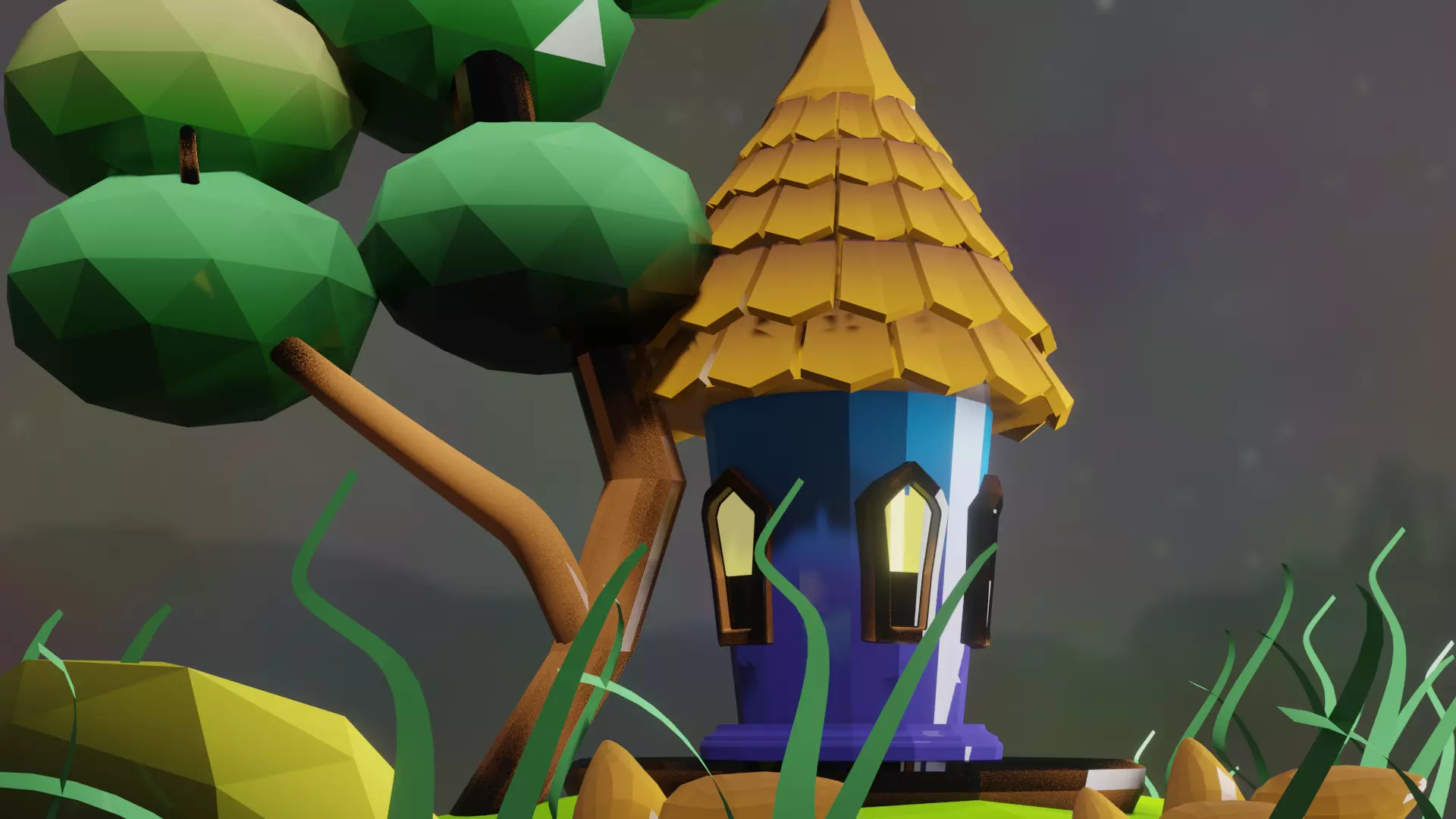 low poly tower for games 3D model_2