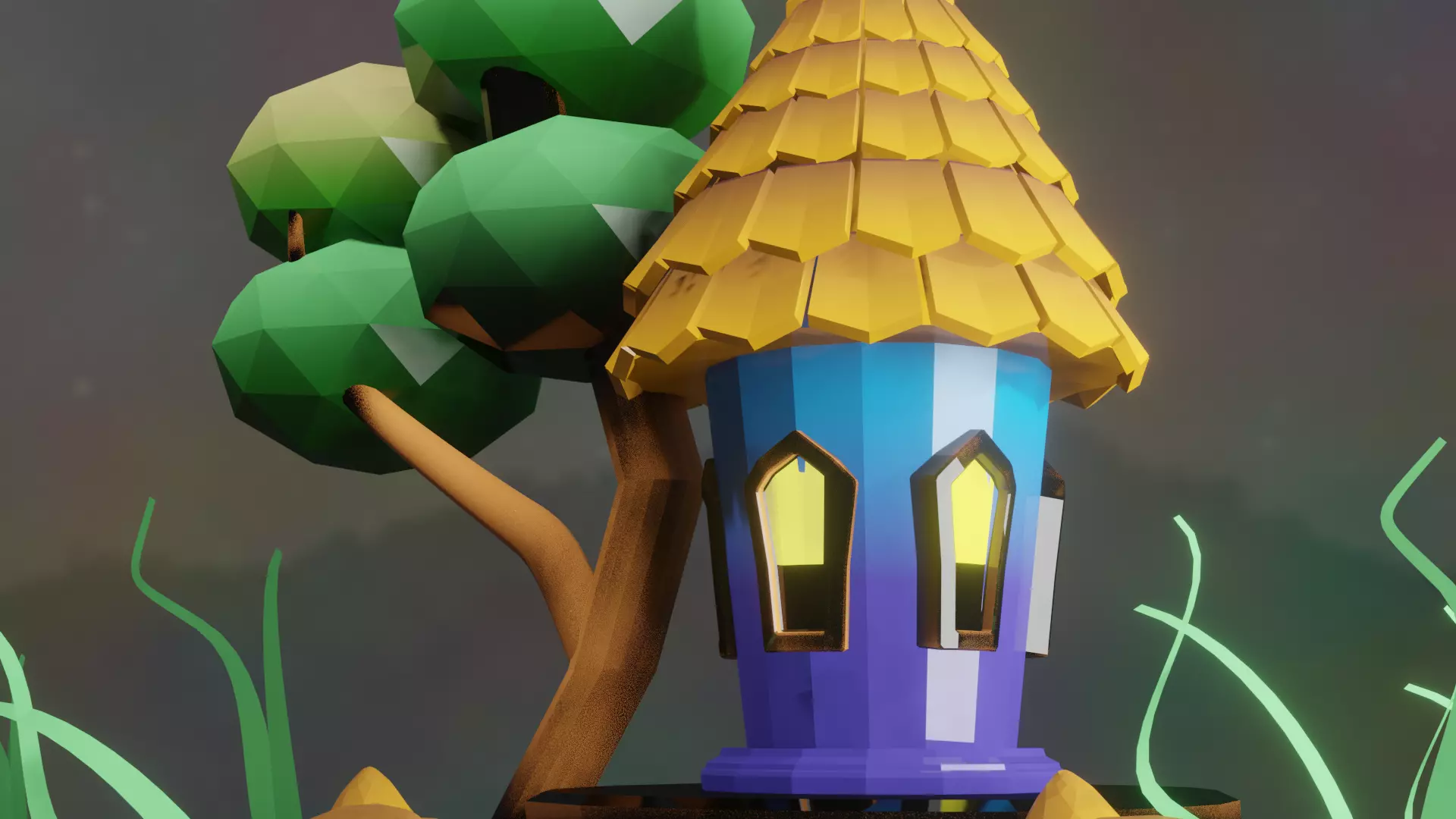 low poly tower for games 3D model_0