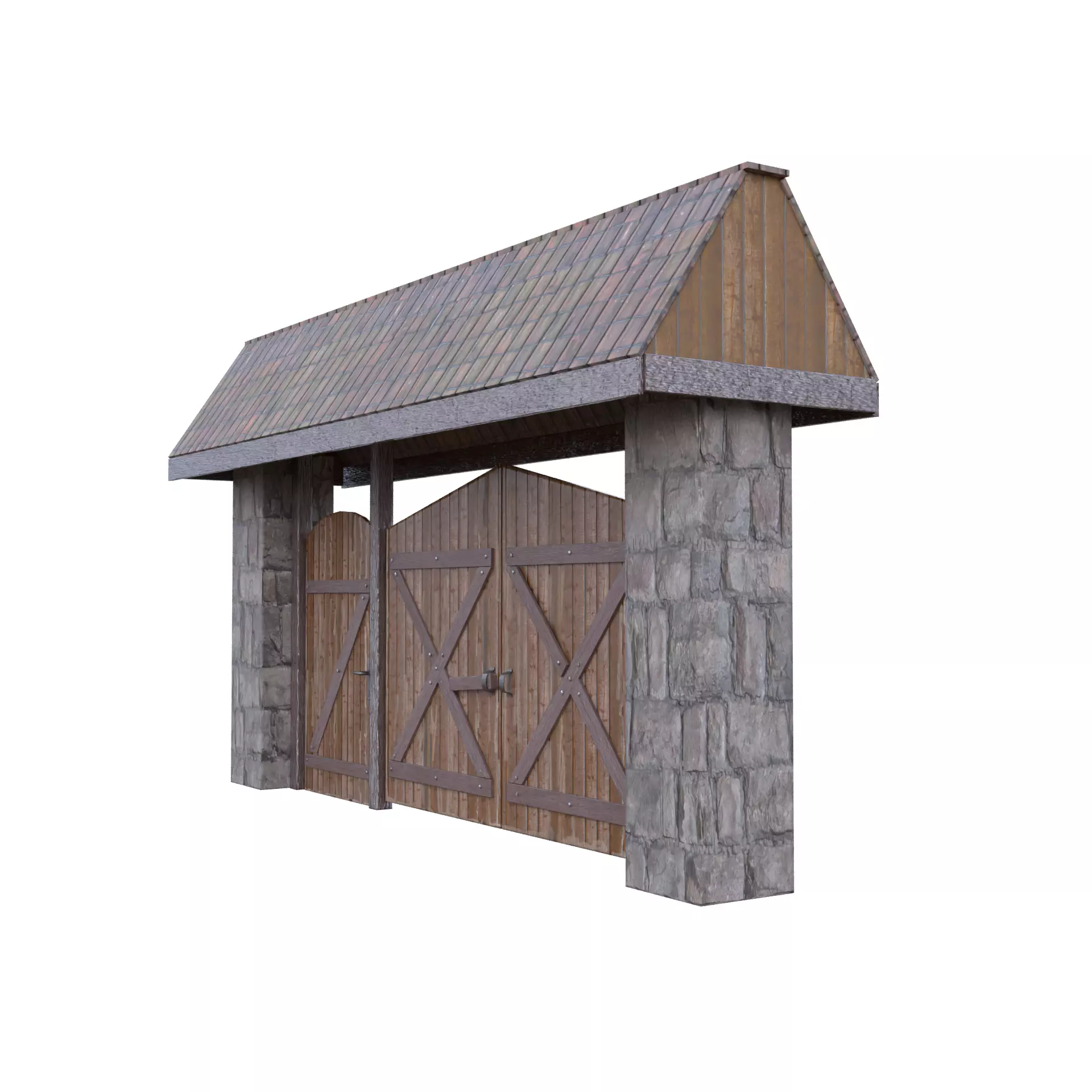 Rustic Farm Gate Low-poly 3D model_3
