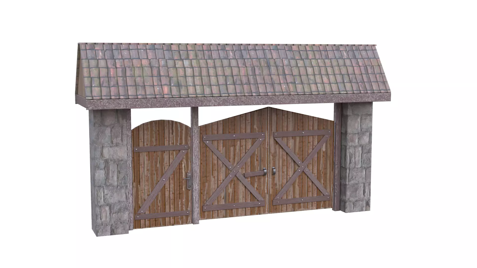 Rustic Farm Gate Low-poly 3D model_15