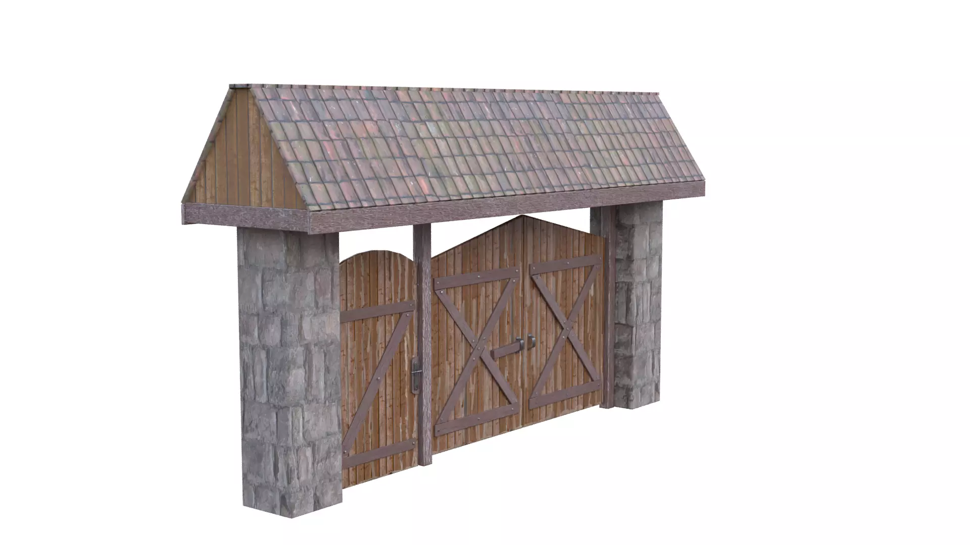 Rustic Farm Gate Low-poly 3D model_18