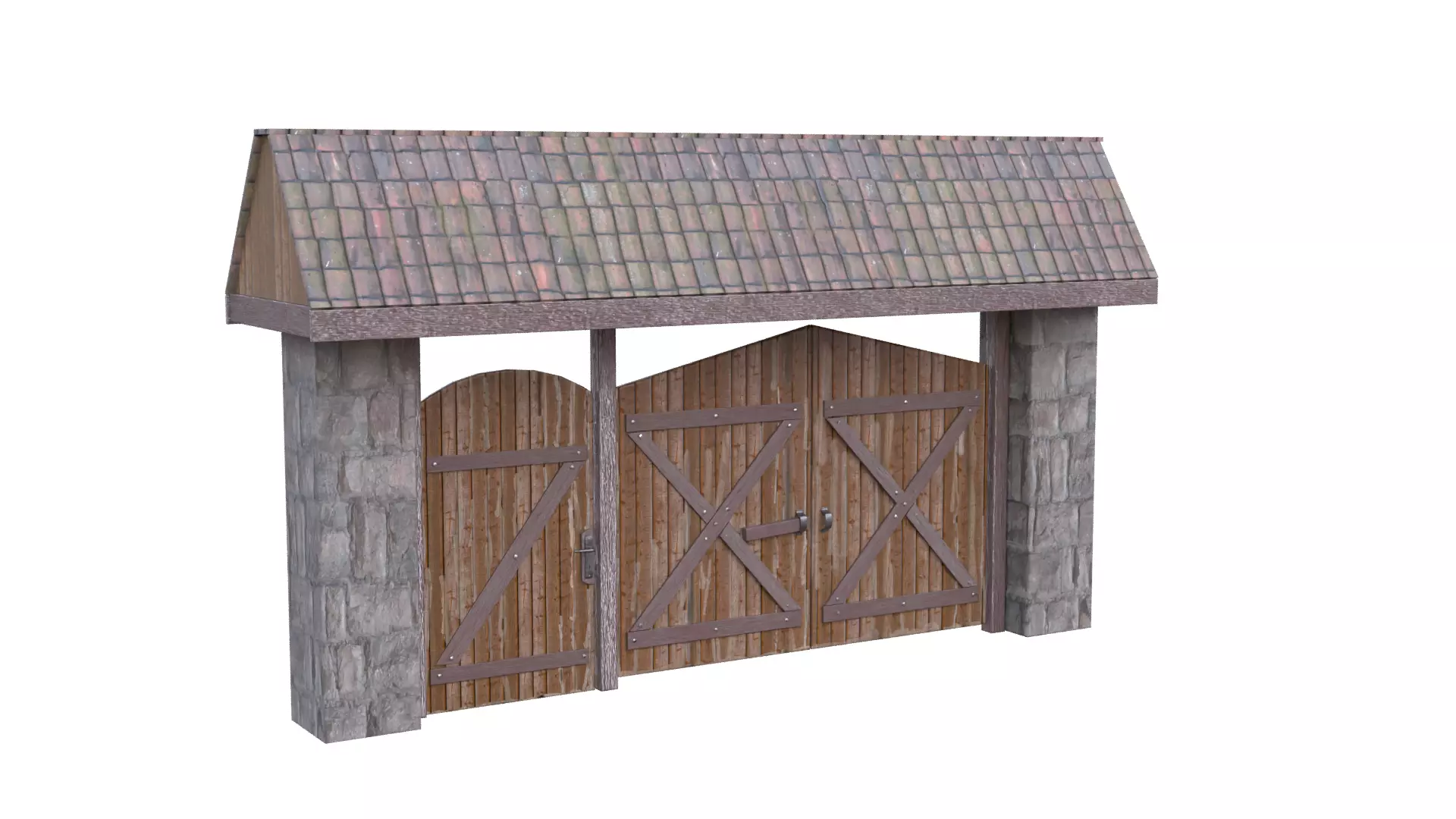 Rustic Farm Gate Low-poly 3D model_16