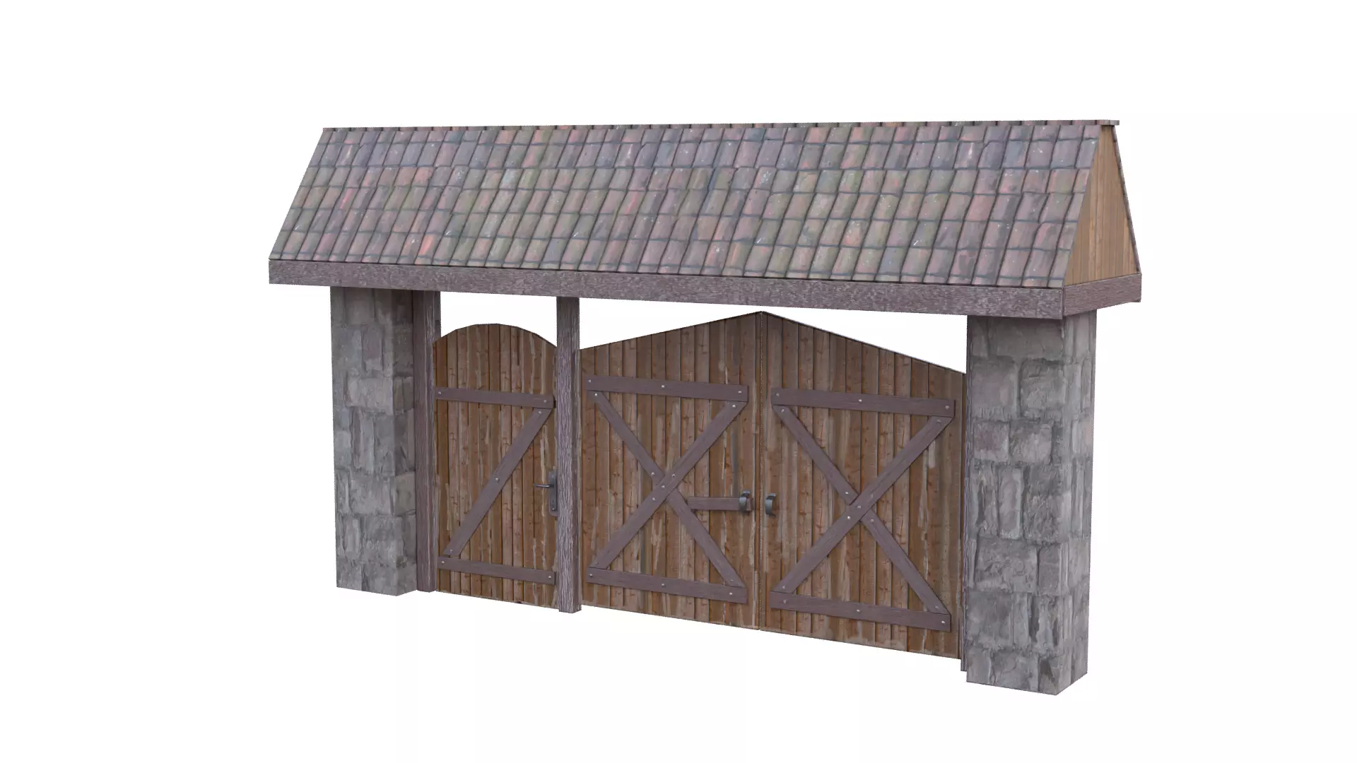 Rustic Farm Gate Low-poly 3D model_45